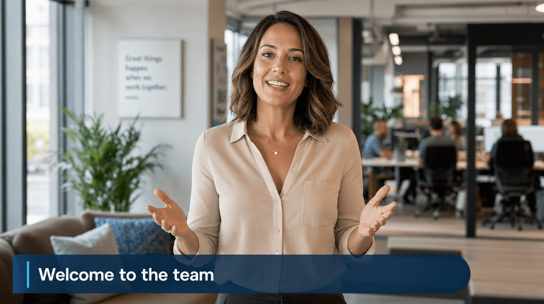 AI-generated employee onboarding welcome video