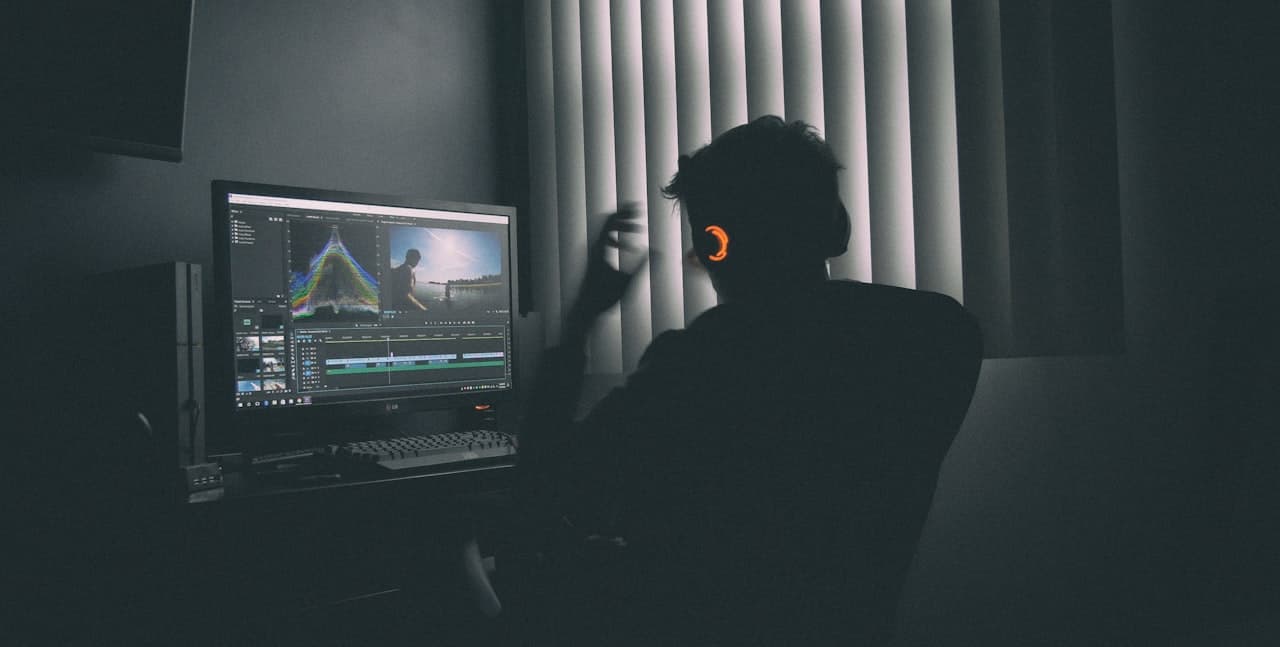 Creator editing short-form vertical video on a laptop